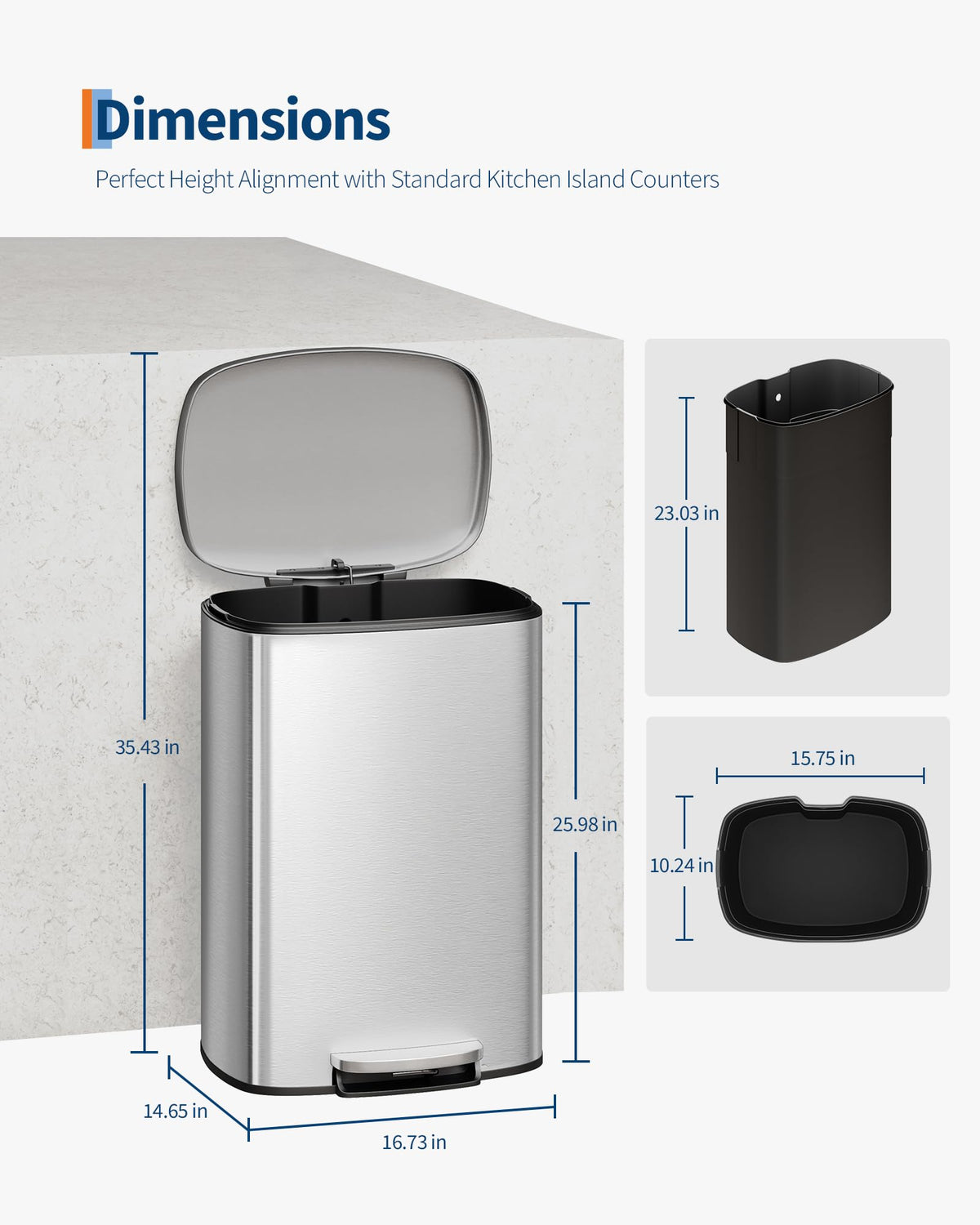 Step-on Stainless Steel Kitchen Trash Can 13 Gal S254