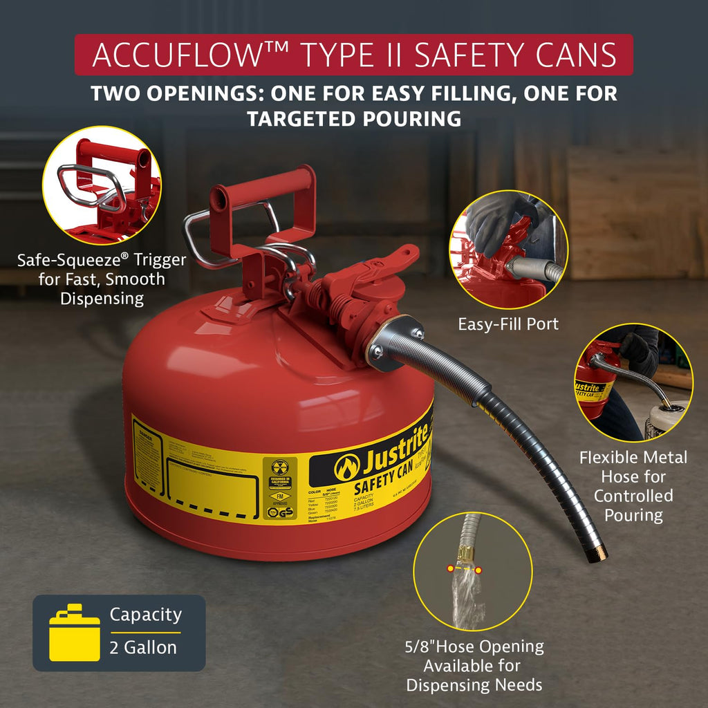 Red Galvanized Steel Gasoline Safety Can S23955