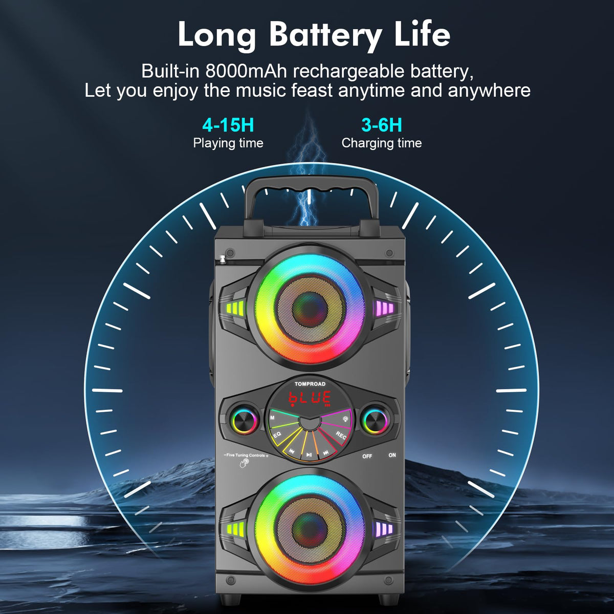 60W Portable Bluetooth Speaker with Subwoofer J34658
