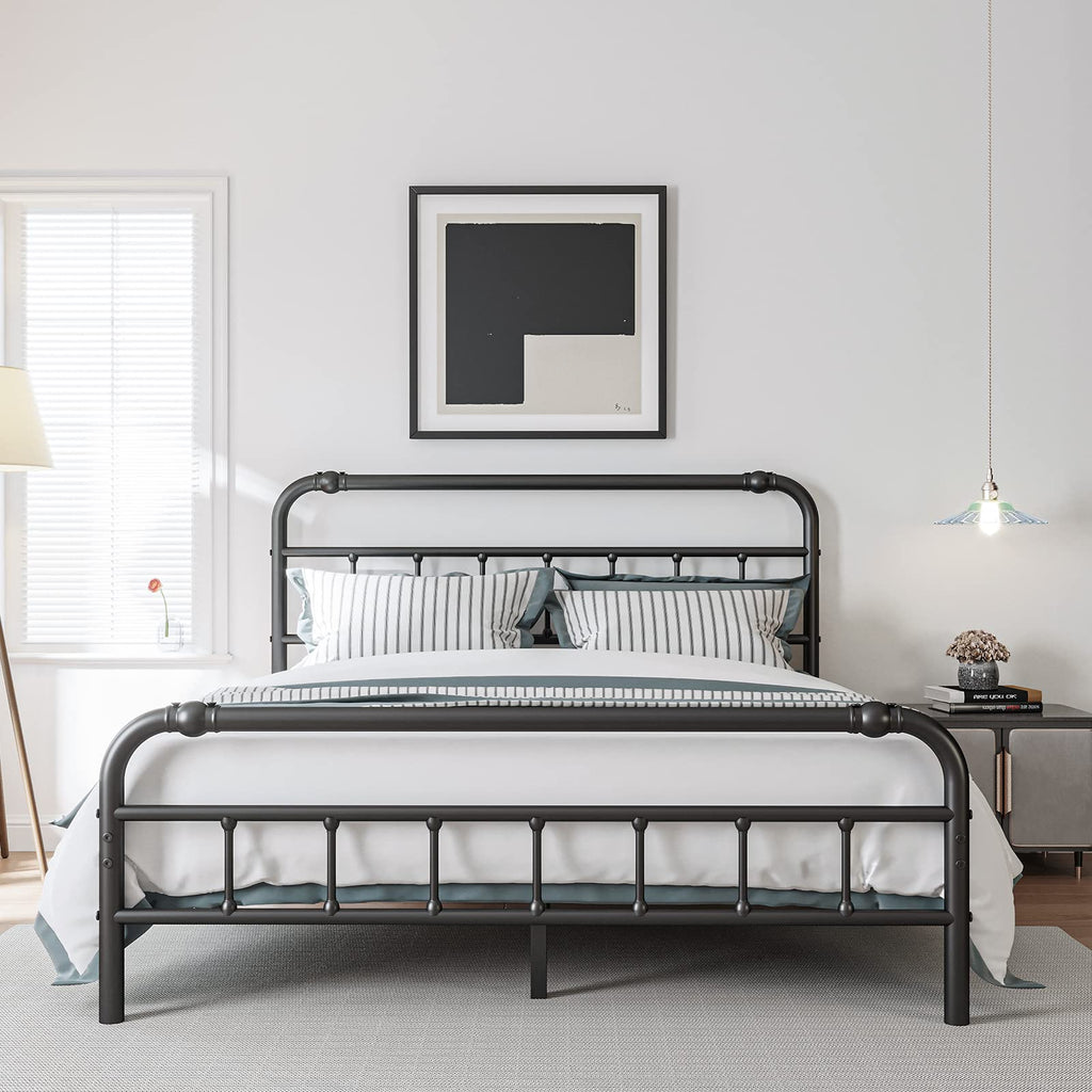Full Size Metal Bed Frame with Iron Headboard Z1897