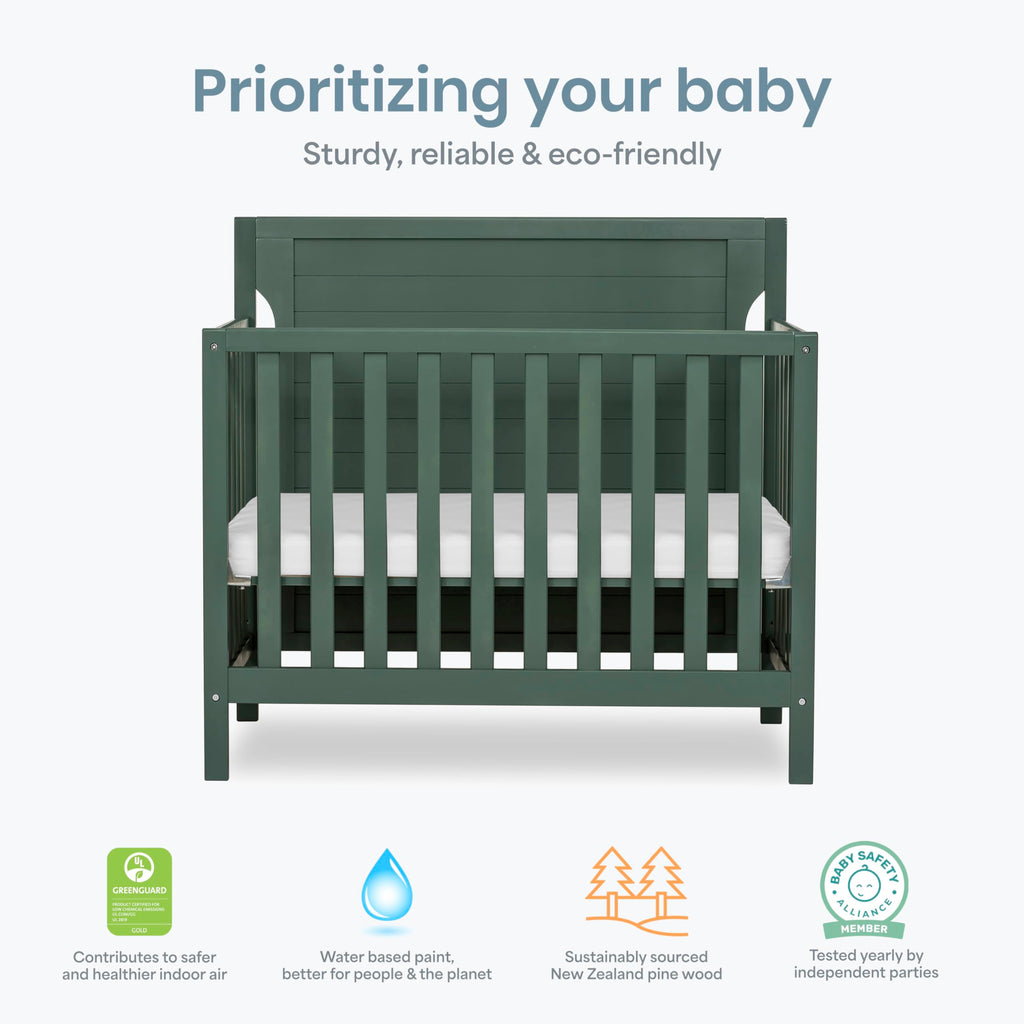 4-in-1 Convertible Mini Baby Crib with Mattress Pad O8925