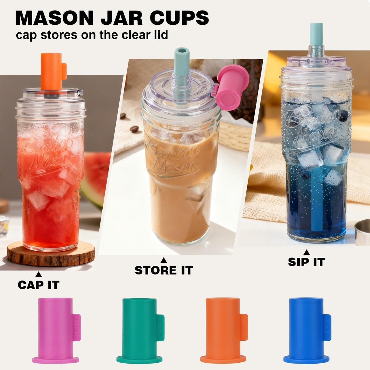 Glass Cups with Lids and Straws 24oz Y112
