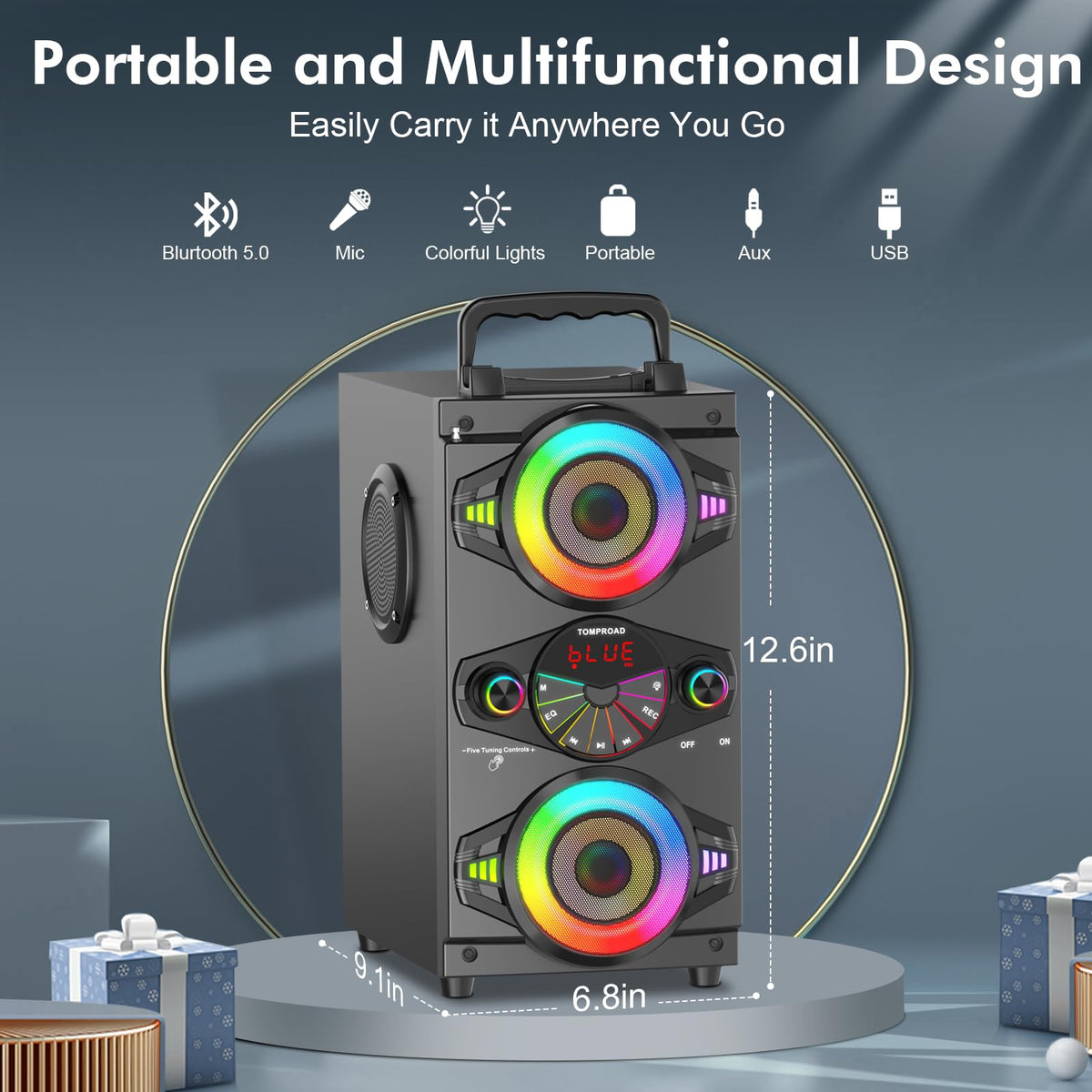 60W Portable Bluetooth Speaker with Subwoofer J34658