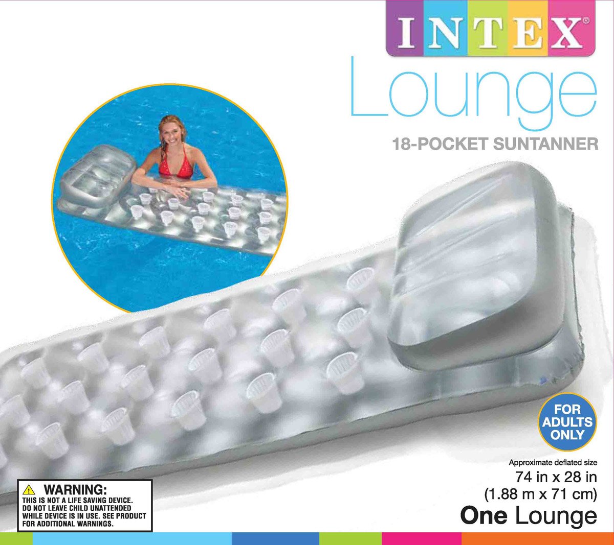 18-Pocket Mattress Pool Lounger with Headrest 3 Pack Y13736