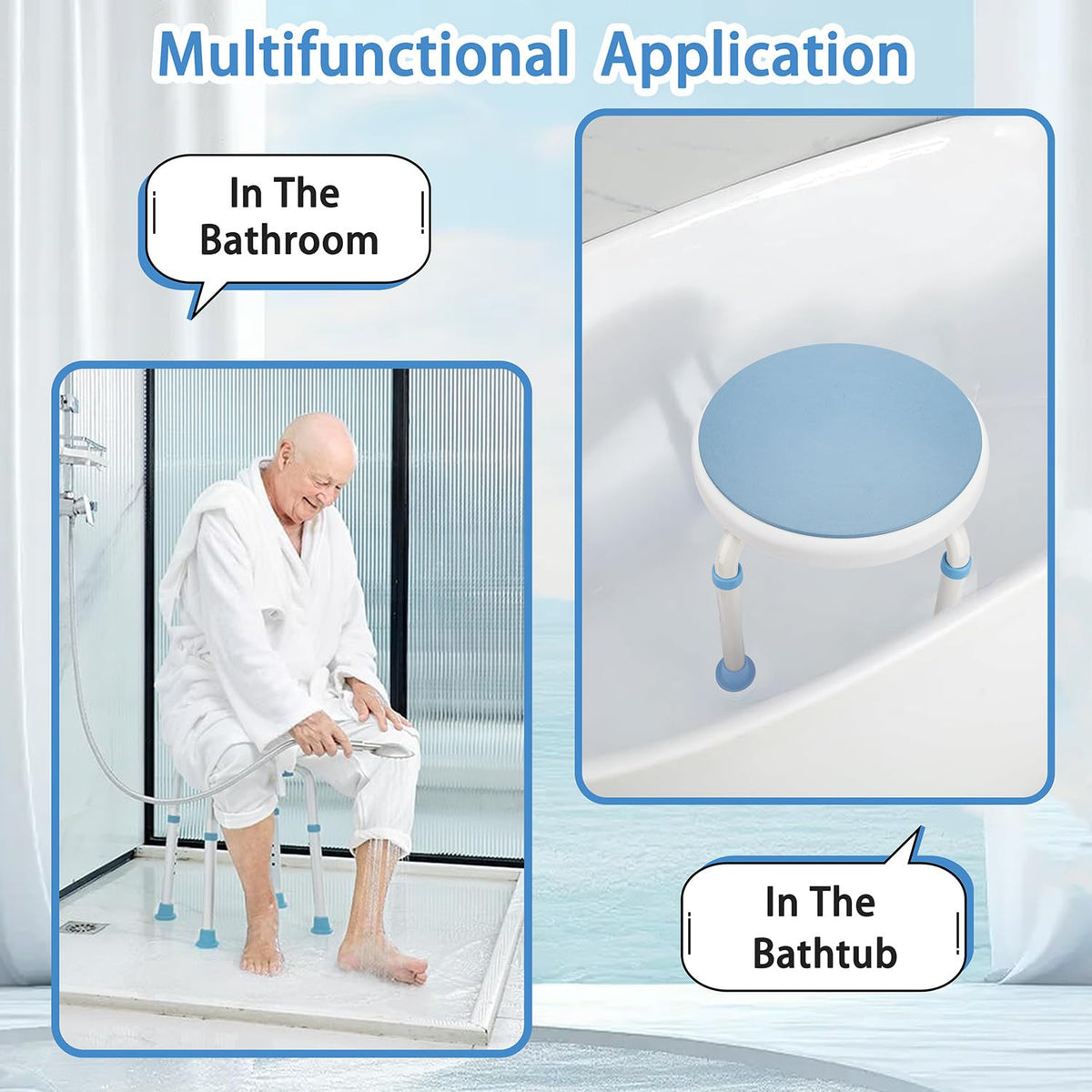 Foldable Adjustable Swivel Bath Seat Shower Chair Stool T862315
