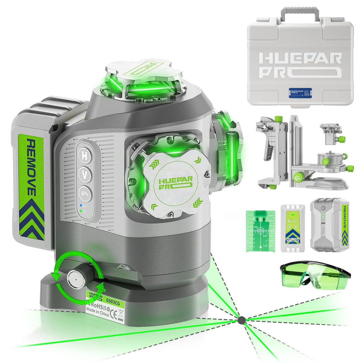 360 Self Leveling Green Laser Level with Remote Control N72025