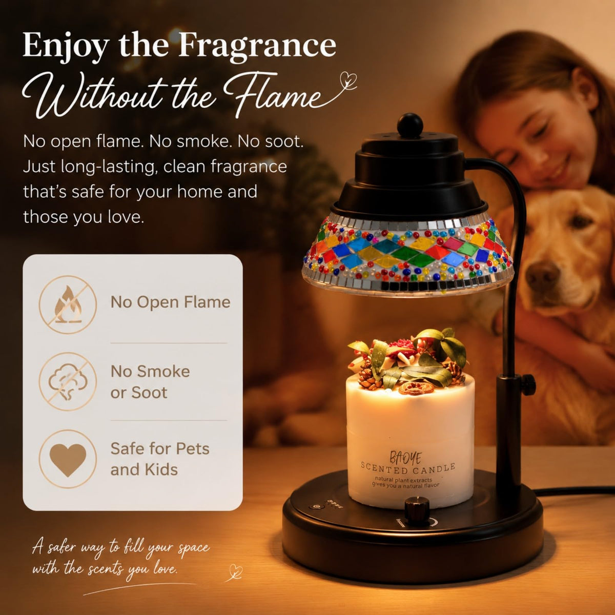 Black Candle Warmer Lamp with Timer & Dimmer R789