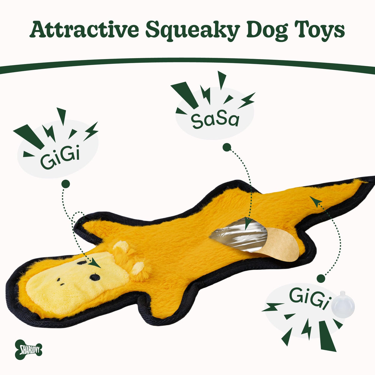 Crinkle Squeaky Plush Dog Toys 5 Pack H749