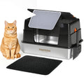 XL Stainless Steel Enclosed Cat Litter Box with Flip-Up Lid X21599