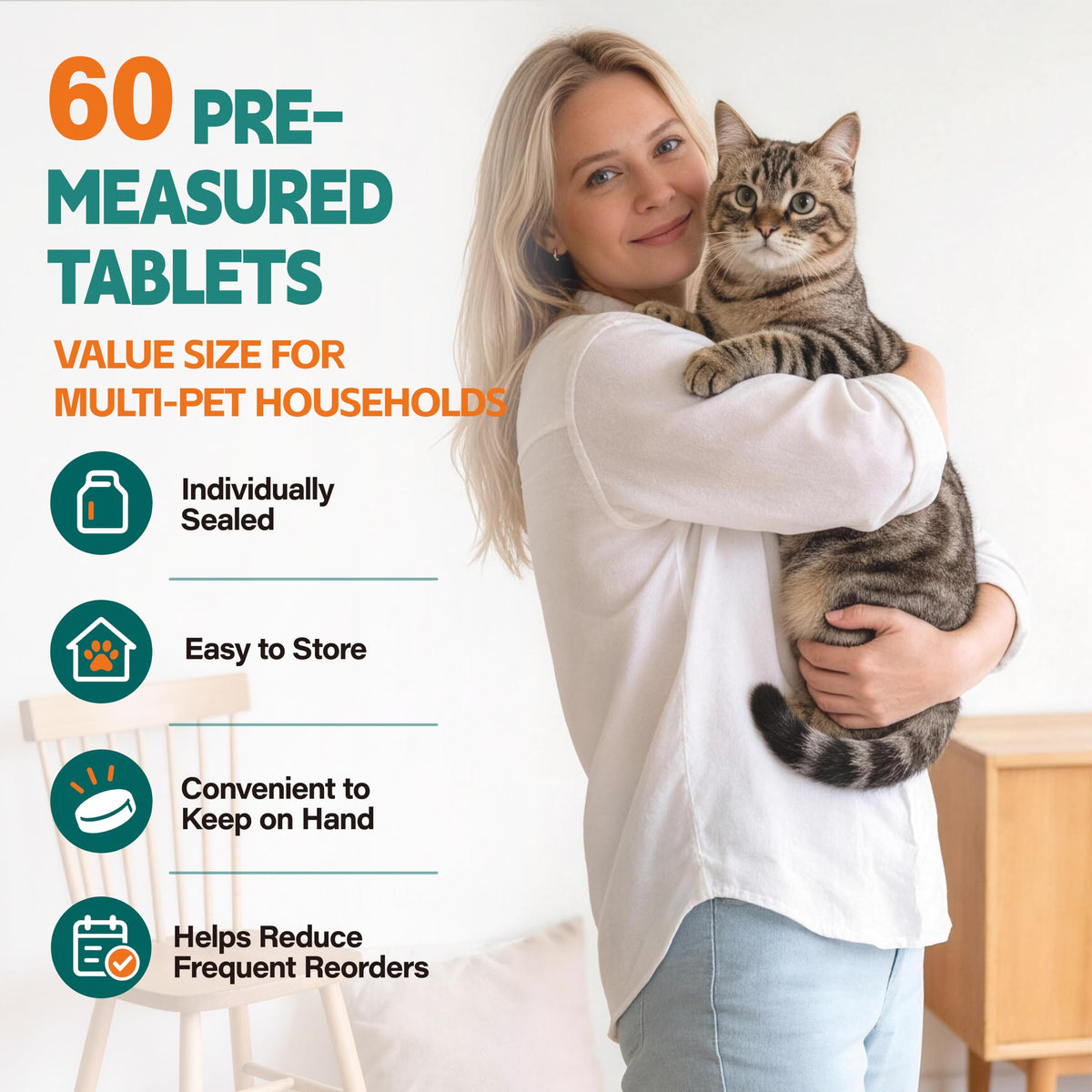 Broad Spectrum Cat Dewormer Tablets 60 Count D587443