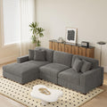 118" Light Gray Corduroy Modular Sectional Sofa with L-Shape Chaise W236941