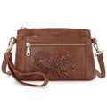 Floral Embossed Vegan Leather Crossbody Bag C6262