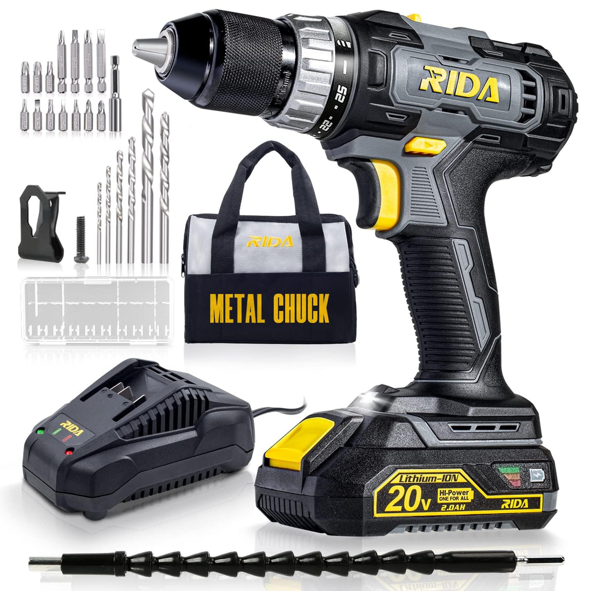 20V Cordless Drill with 2.0AH Battery & Charger V680