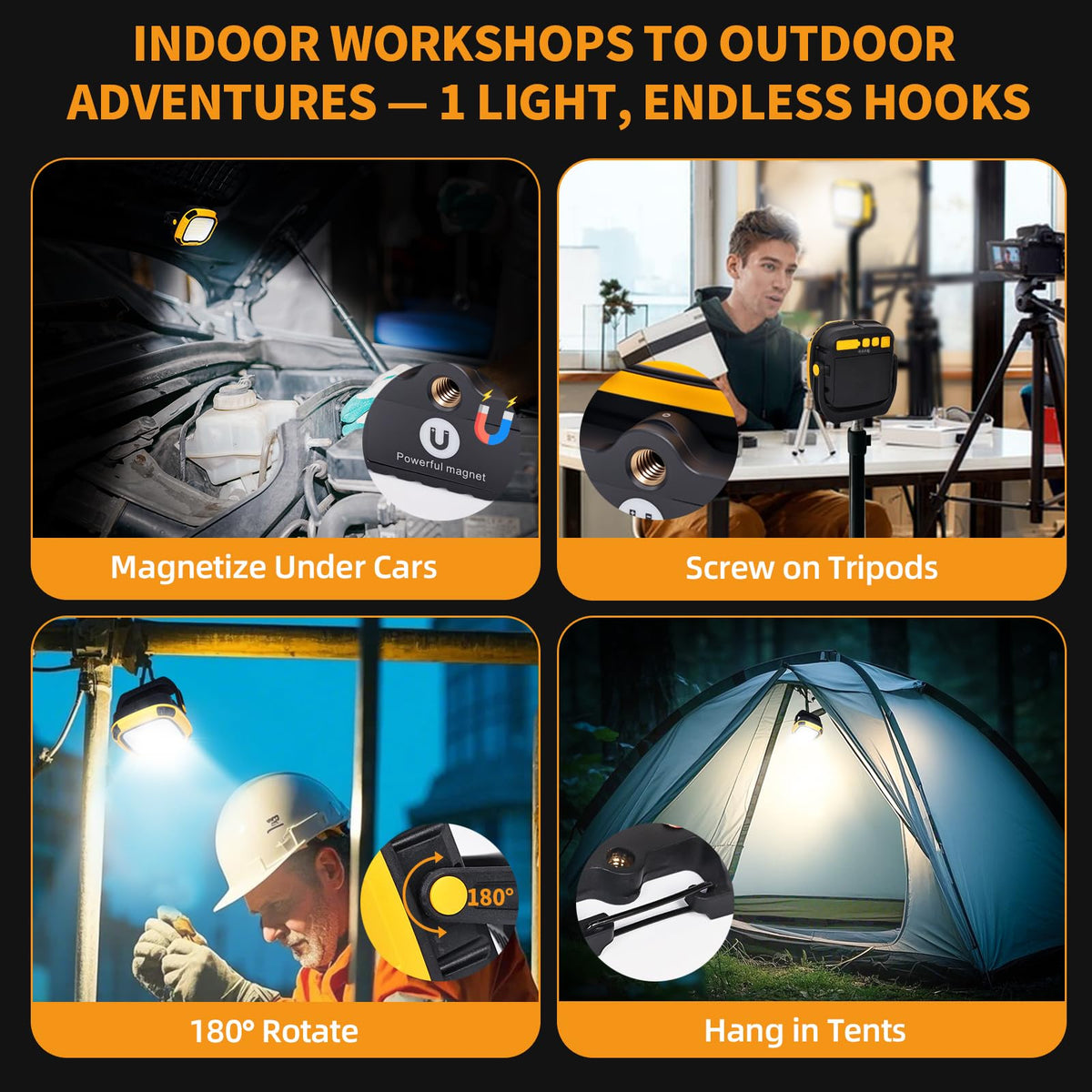 6000mAh Magnetic Rechargeable Work Light 4000 Lumen IP65 W649574
