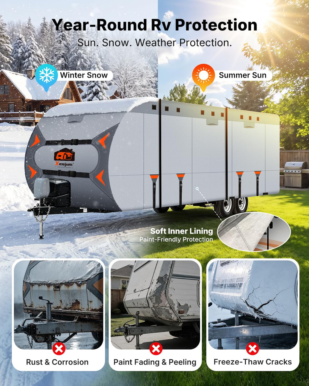 14-16FT Heavy Duty Rip-Stop RV Cover with Storage Bag U672