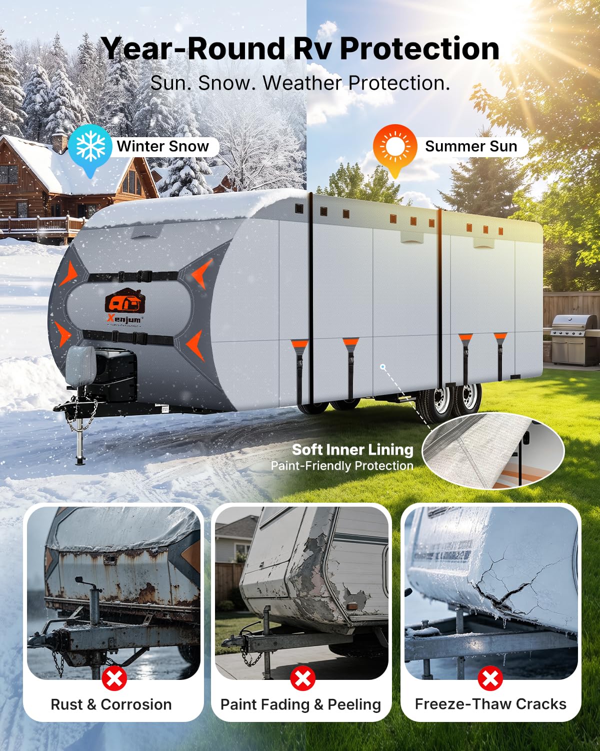14-16FT Heavy Duty Rip-Stop RV Cover with Storage Bag U672