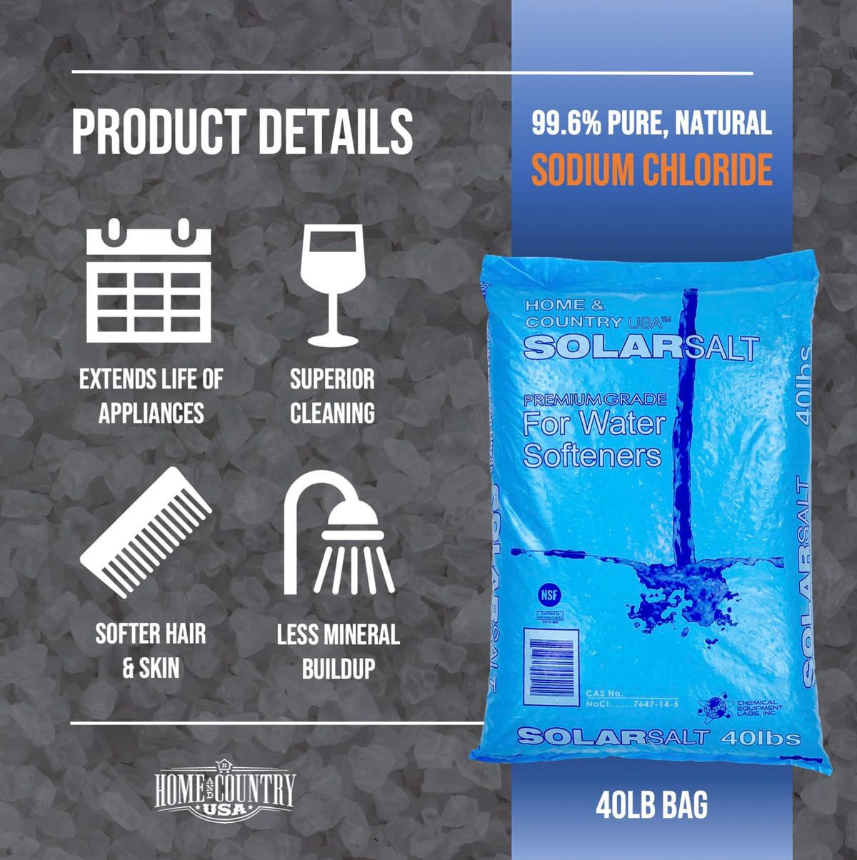 40 Pound Bag All Natural Solar Salt for Water Softener W5331