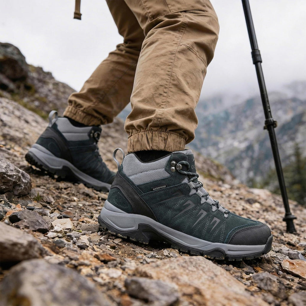 Waterproof Lightweight Leather Mid Ankle Hiking Boots B4636