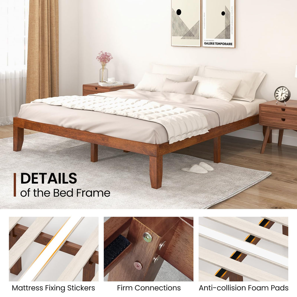 14 Inches Wood Platform Bed Frame King Size O27874