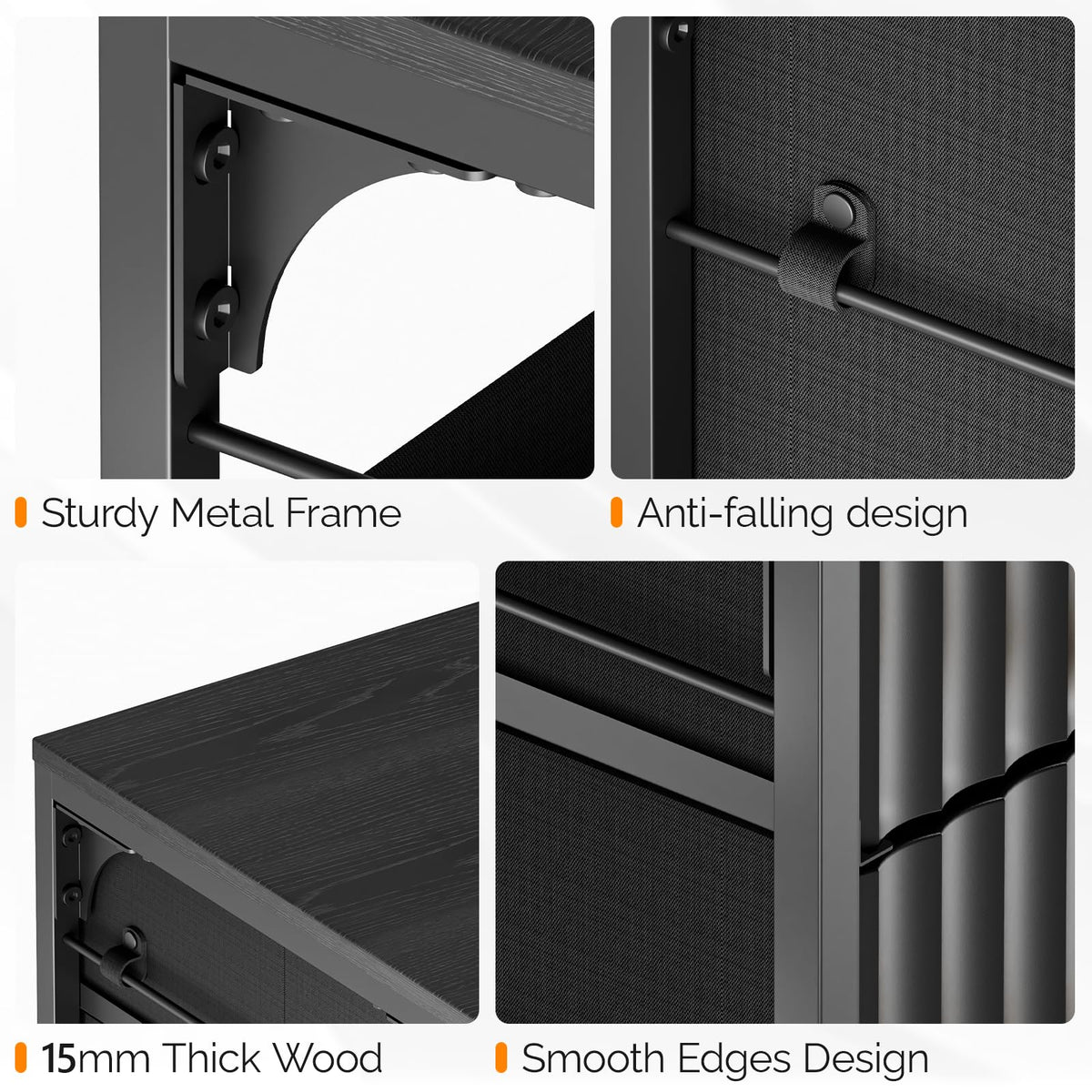 Black 3 Drawer Rolling File Cabinet with Wheels F314319