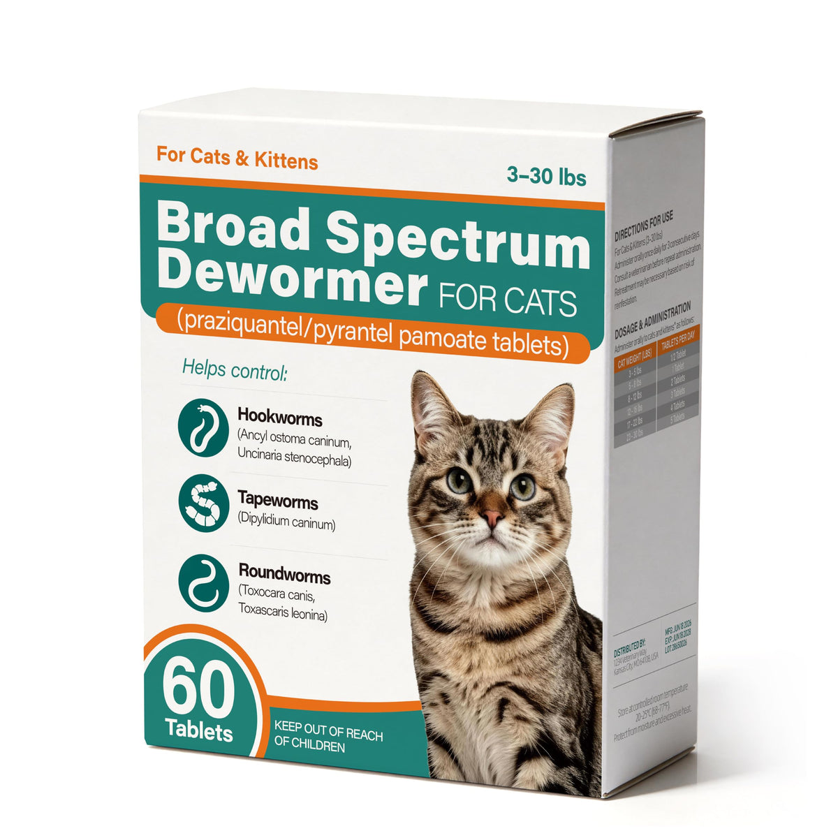 Broad Spectrum Cat Dewormer Tablets 60 Count D587443