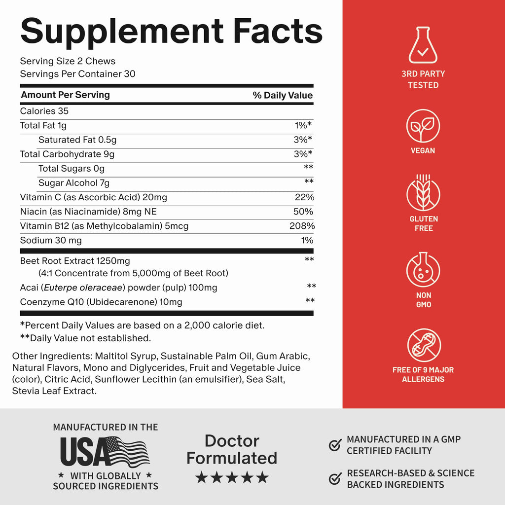 Nitric Oxide Beets Soft Chews + Heart Health Capsules D278