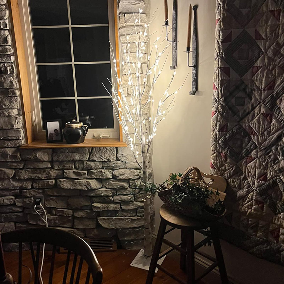 48 LED Lighted Birch Tree 4 Feet E58737