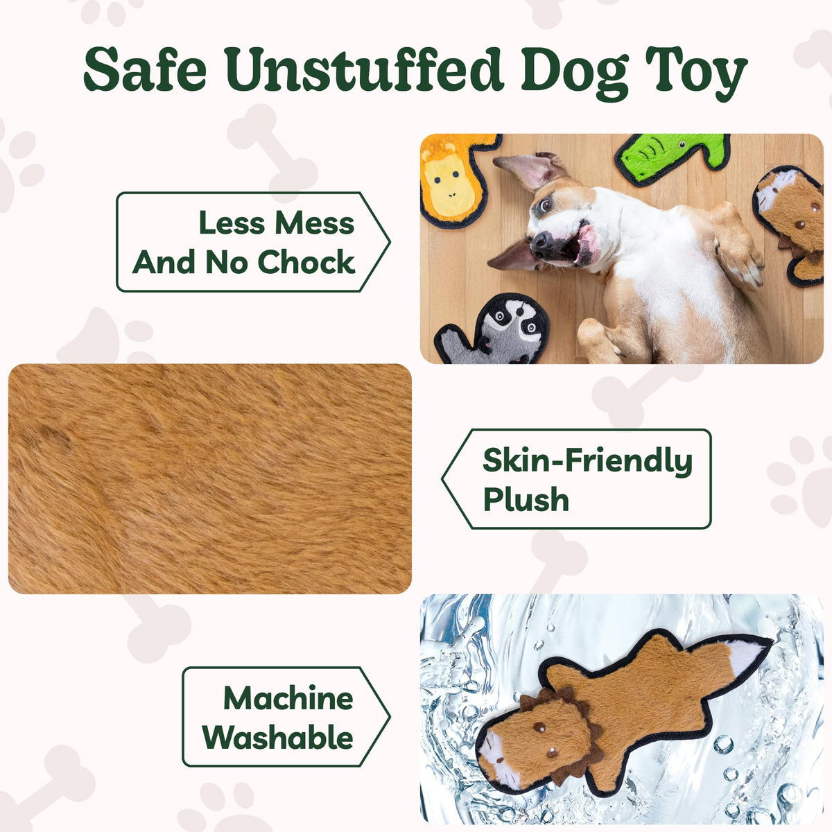 Crinkle Squeaky Plush Dog Toys 5 Pack H749