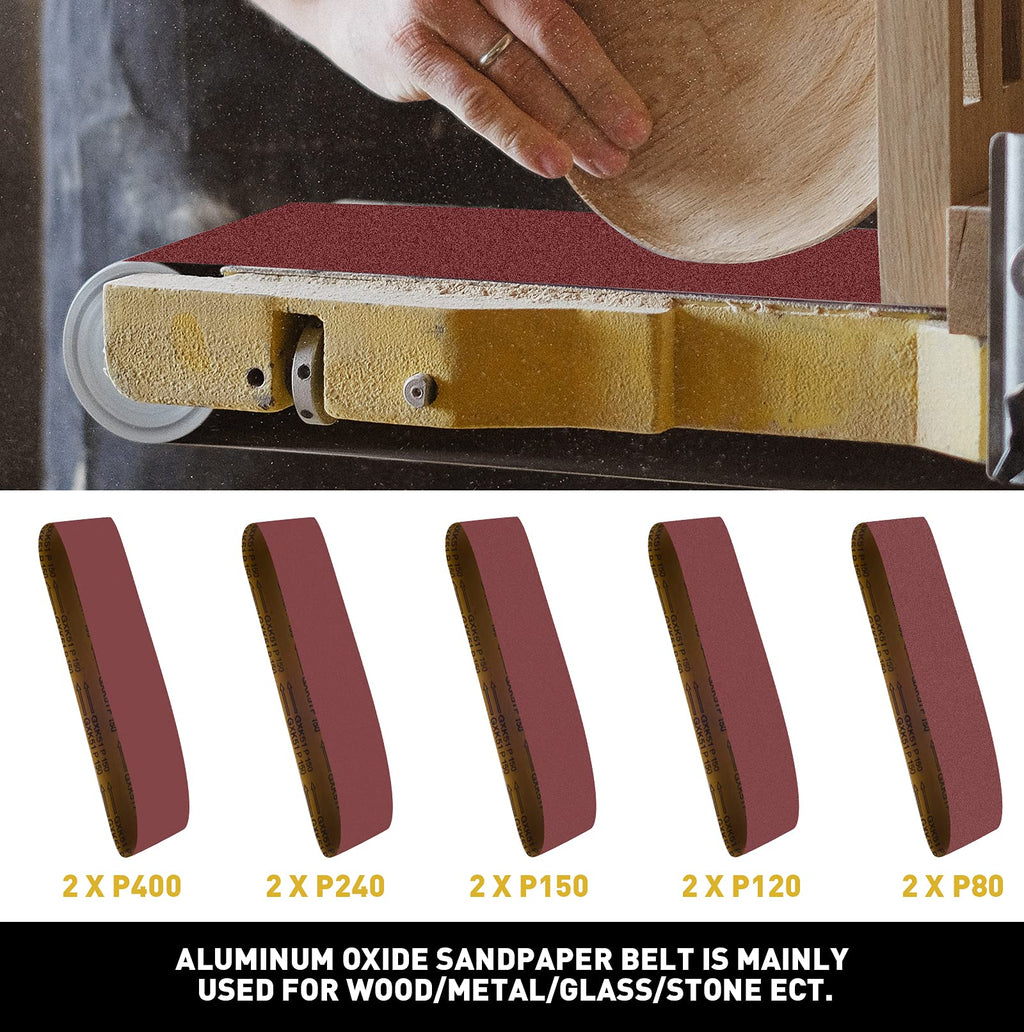 4 x 36 Aluminum Oxide Sanding Belts and 6 Inch Self Stick Sanding Discs 22 Pcs W8271