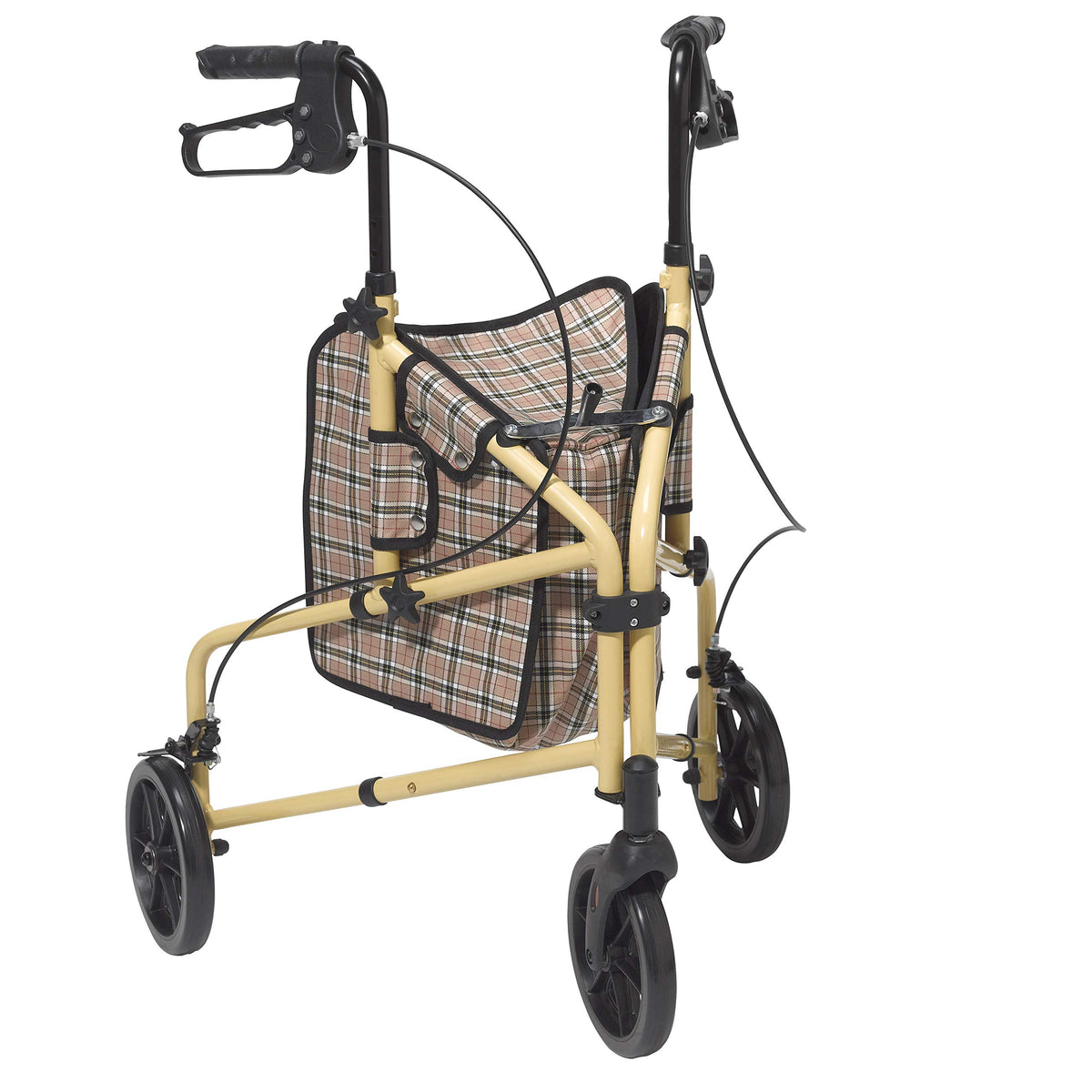 Tan Plaid Rollator Walker with Wheels D6274