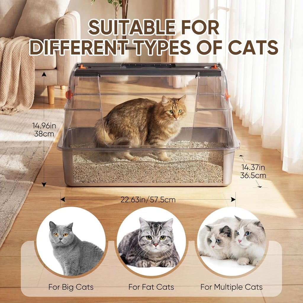 XL Stainless Steel Enclosed Cat Litter Box with Flip-Up Lid X21599