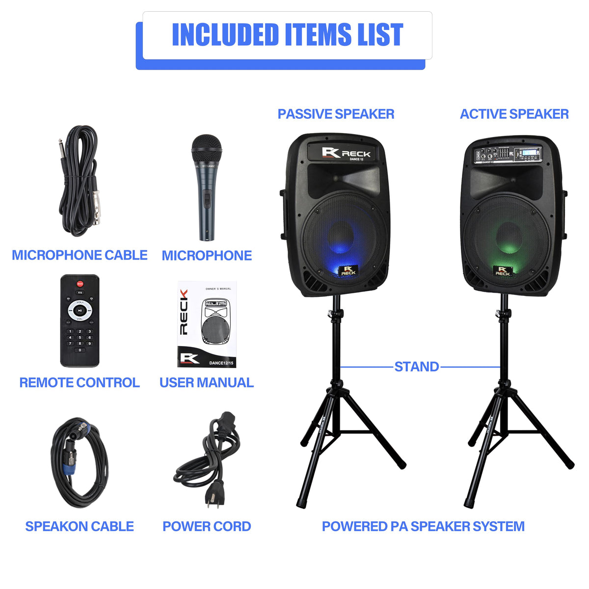 Portable 12-Inch 1000 Watts 2-Way Powered PA Speaker System E388854