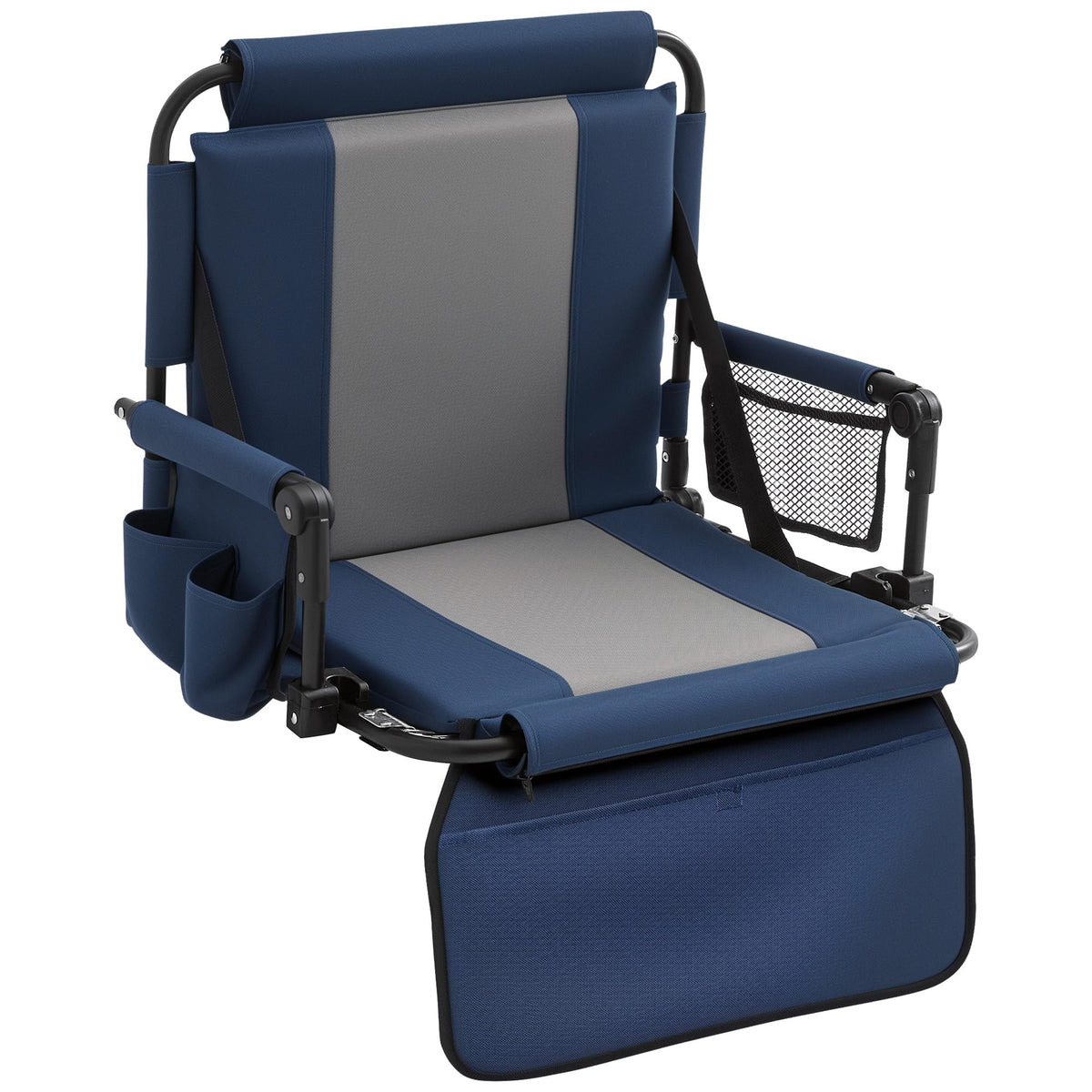 Portable Foldable Bleacher Chair with Cup Holders Blue F5421
