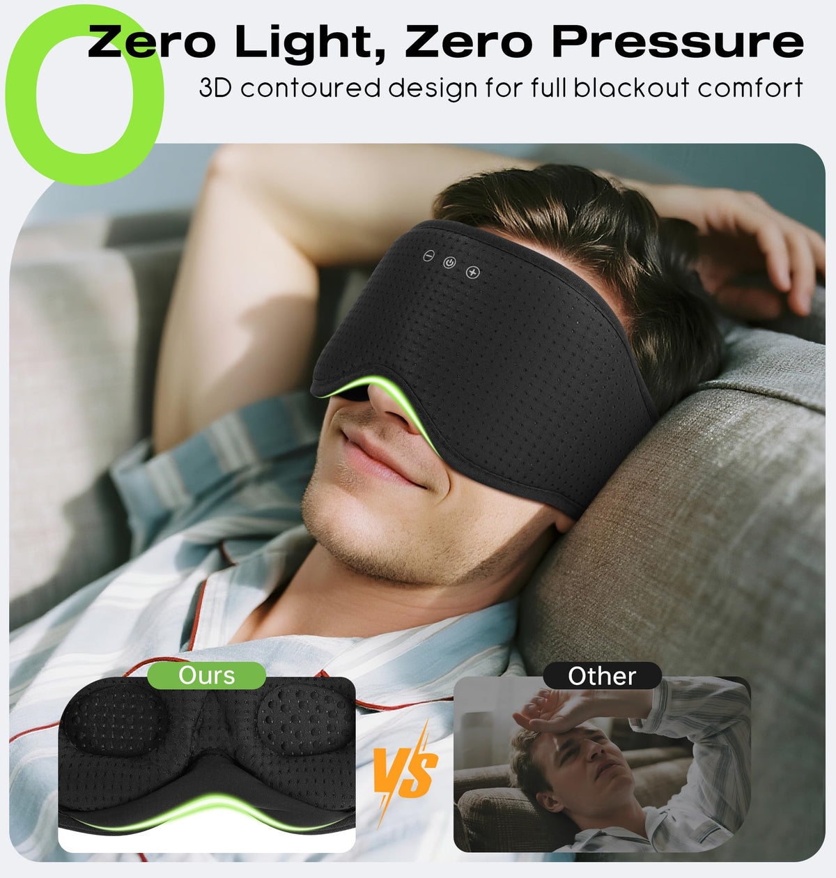 Bluetooth Sleep Headphones with 3D Eye Mask S12754