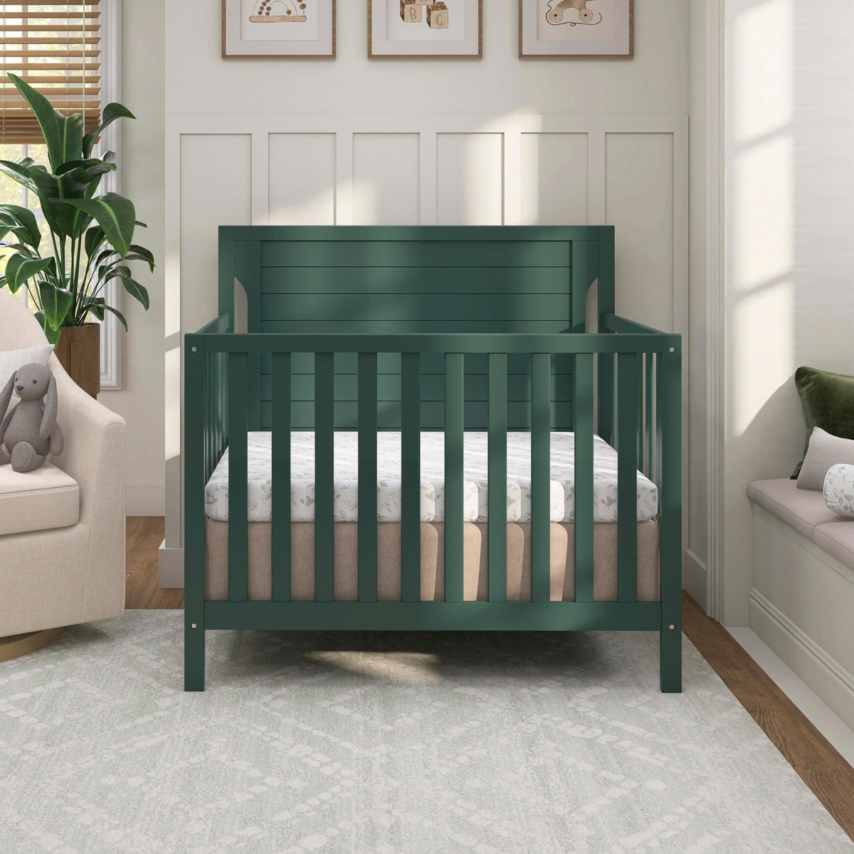 4-in-1 Convertible Mini Baby Crib with Mattress Pad O8925