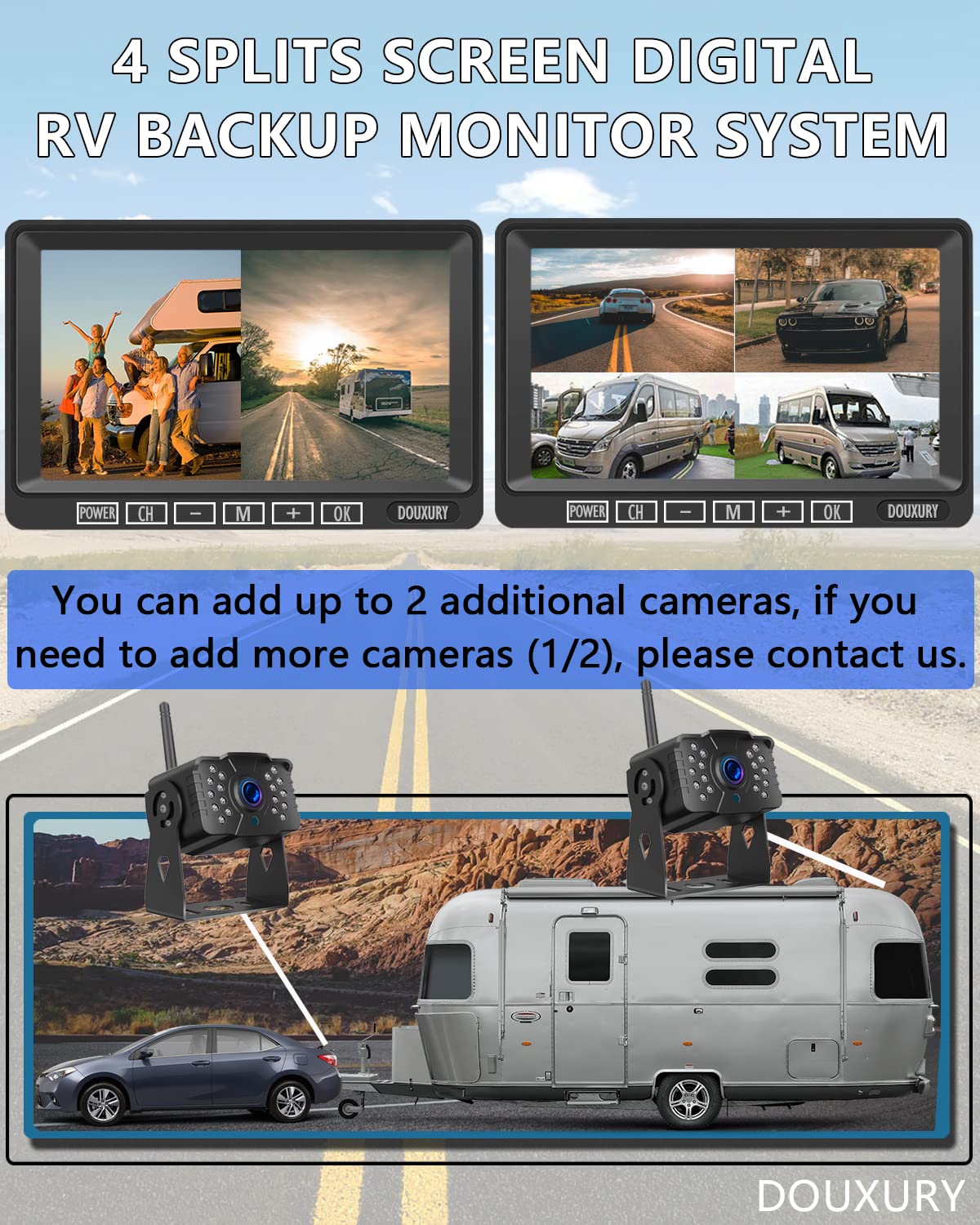 1080P Wireless Backup Camera System with 7'' Monitor IP69K Waterproof Q12896