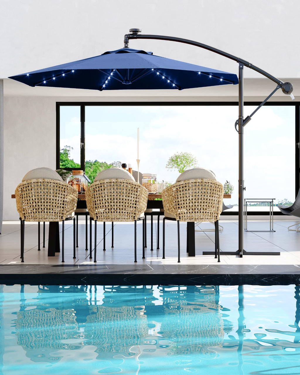 10FT Solar LED Cantilever Patio Umbrella T20924
