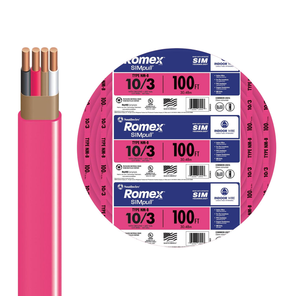 10 Gauge 3 Conductor Electrical Wire, 100Ft K5865