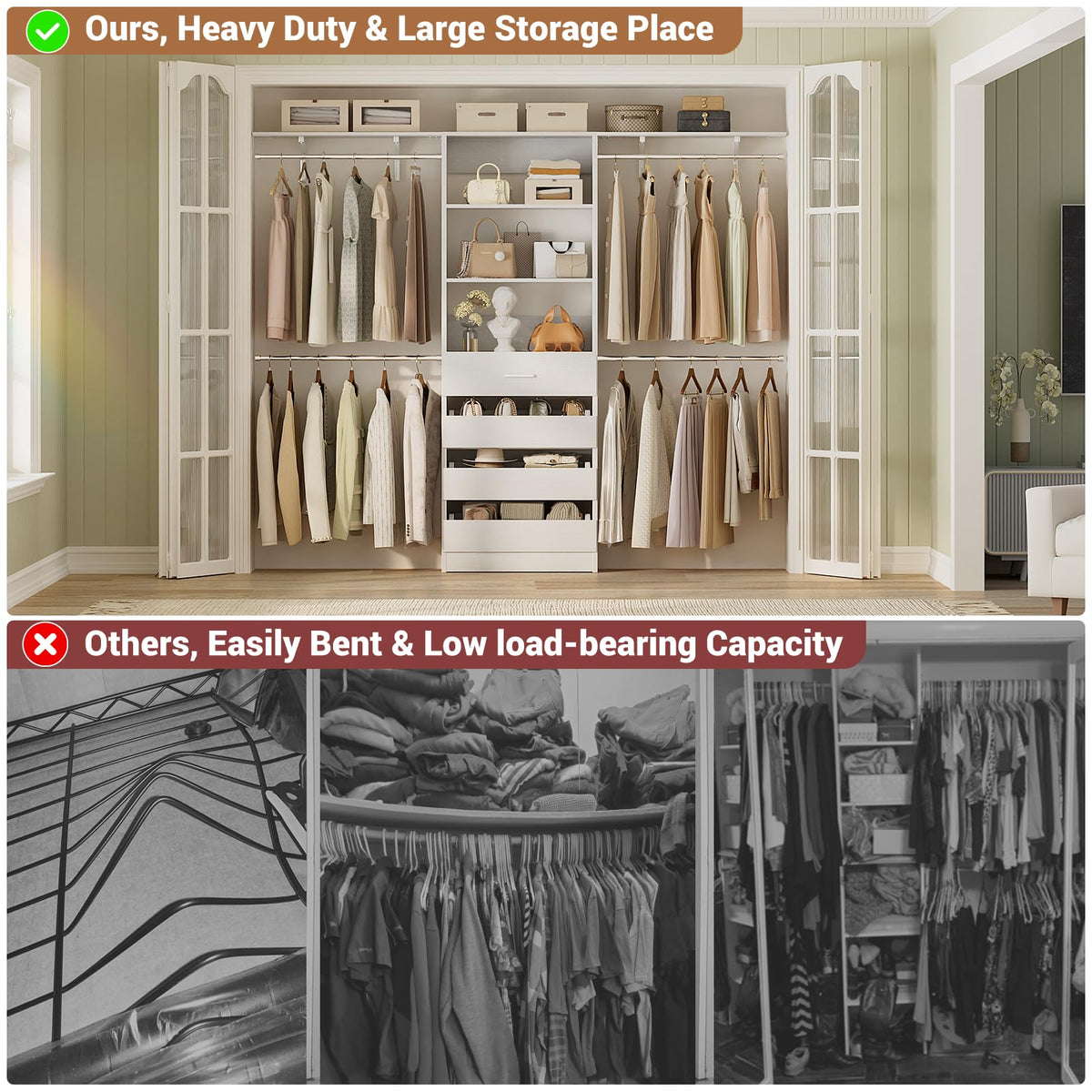 Wood Closet Organizer System with 4 Drawers Q411