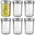 12oz Glass Mason Jars 6 Pack Airtight Lids T117