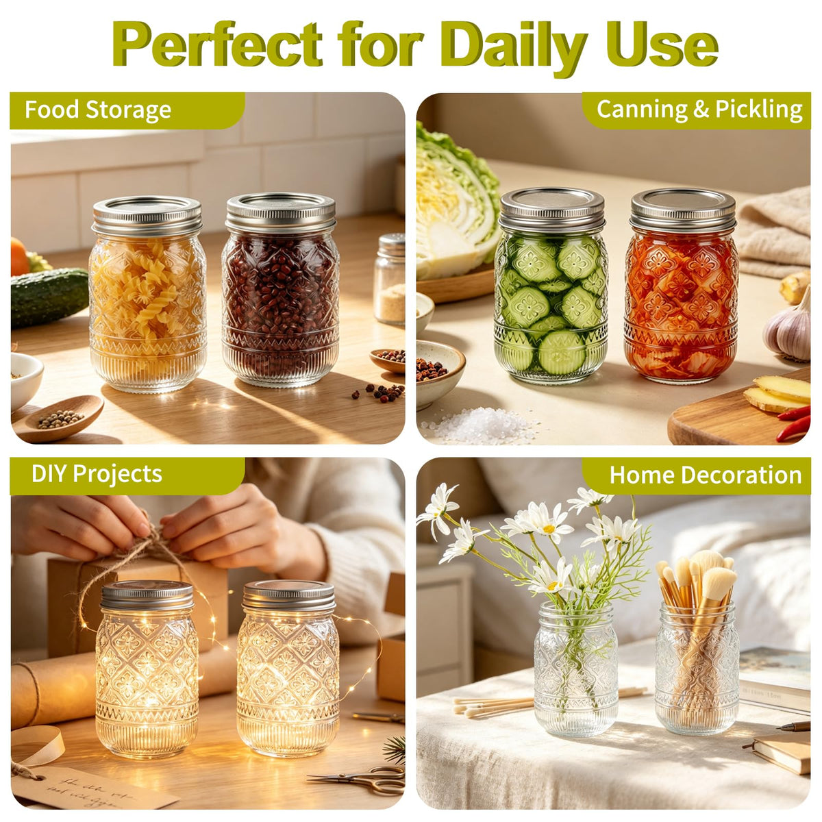 12 oz 20 Pack Mason Jars with Lids and Bands Z1650