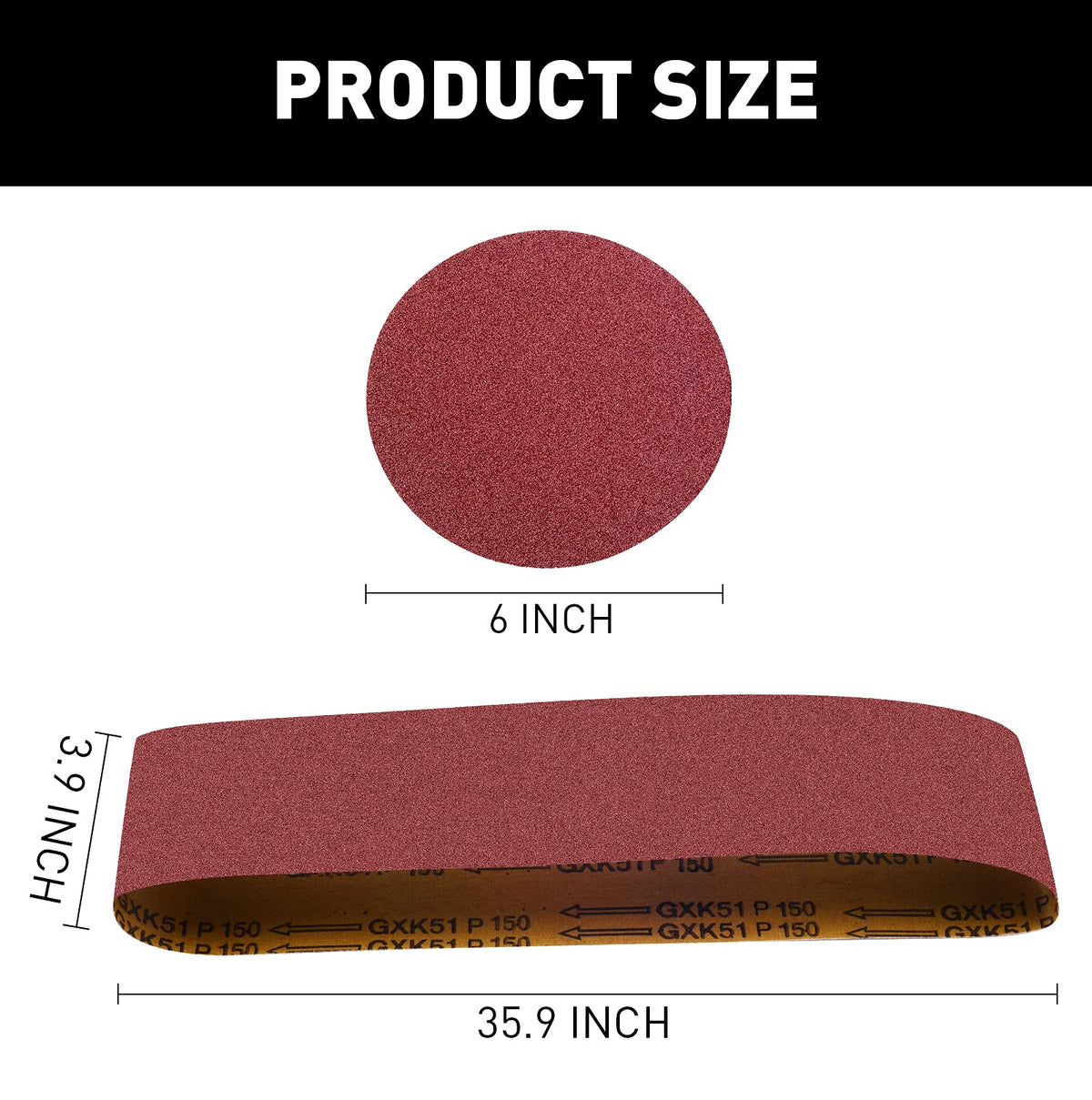 4 x 36 Aluminum Oxide Sanding Belts and 6 Inch Self Stick Sanding Discs 22 Pcs W8271