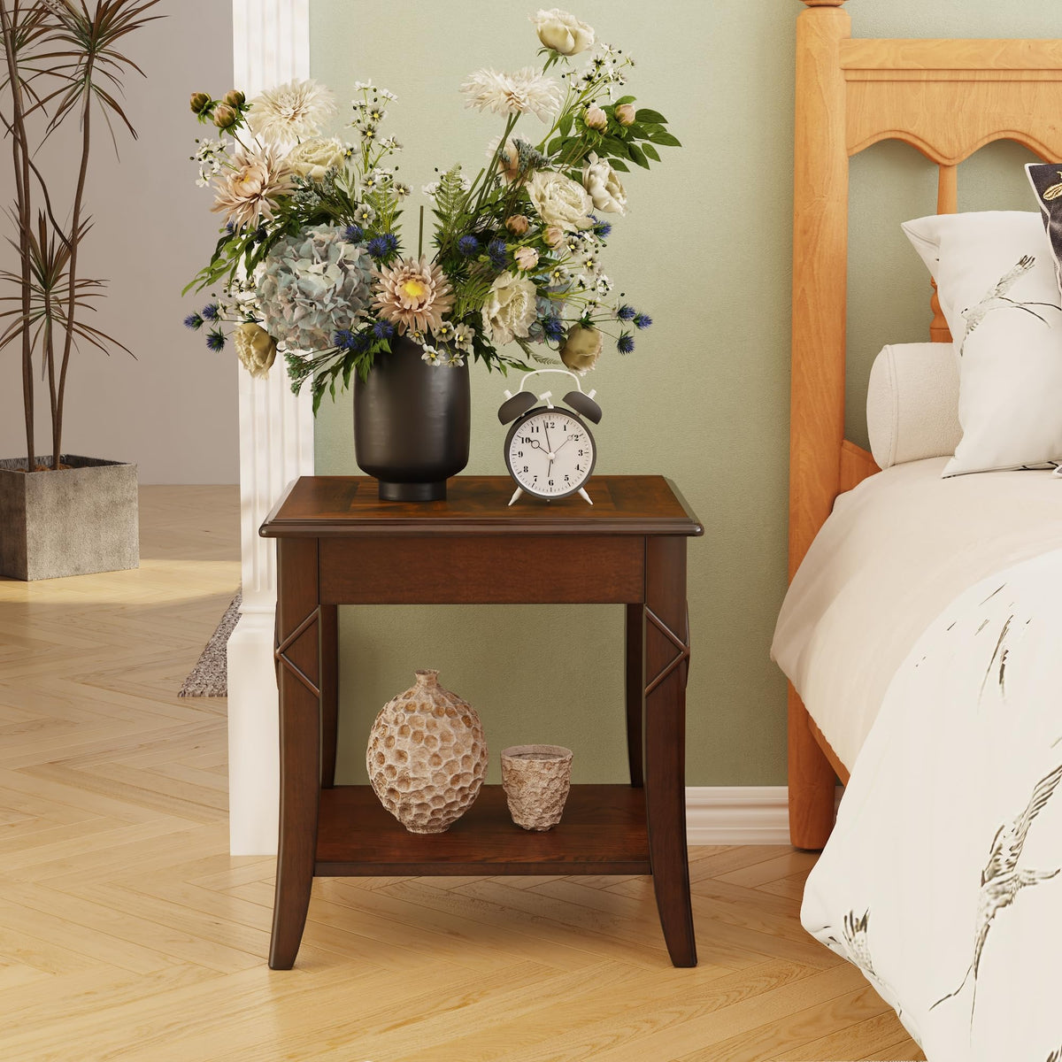 Solid Wood End Table with Storage Shelf O80346