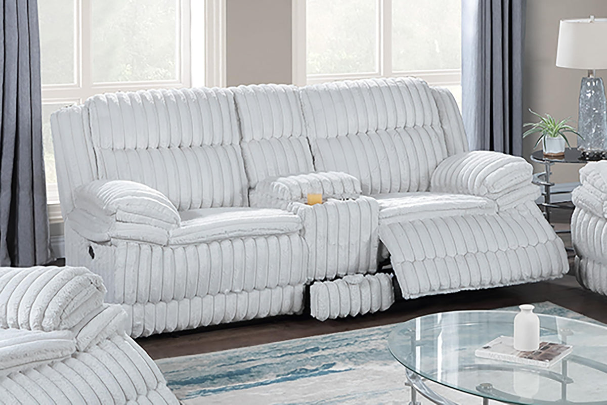 Light Gray Corduroy Manual Motion Loveseat R27373