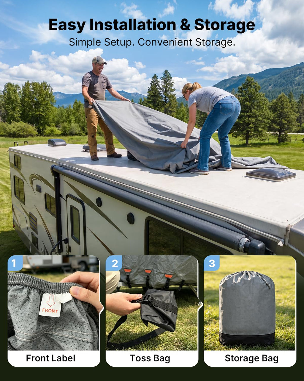 14-16FT Heavy Duty Rip-Stop RV Cover with Storage Bag U672