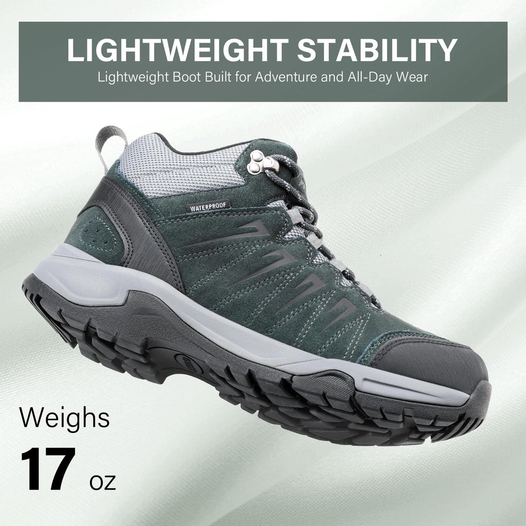 Waterproof Lightweight Leather Mid Ankle Hiking Boots B4636