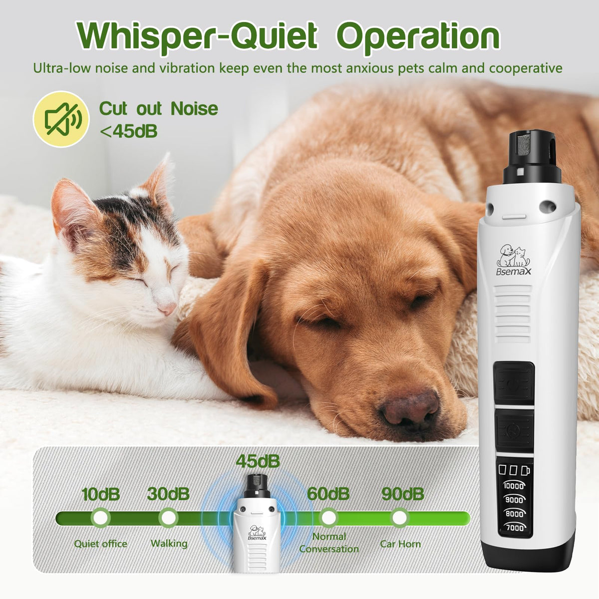 4-Speed Rechargeable Quiet Electric Dog Nail Grinder G874