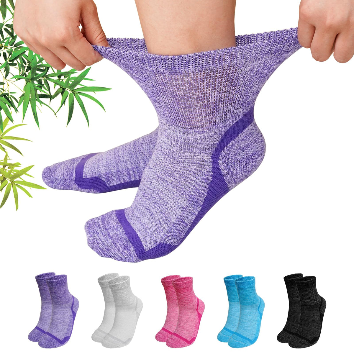 Bamboo Viscose Non-Binding Ankle Socks 5 Pairs J797