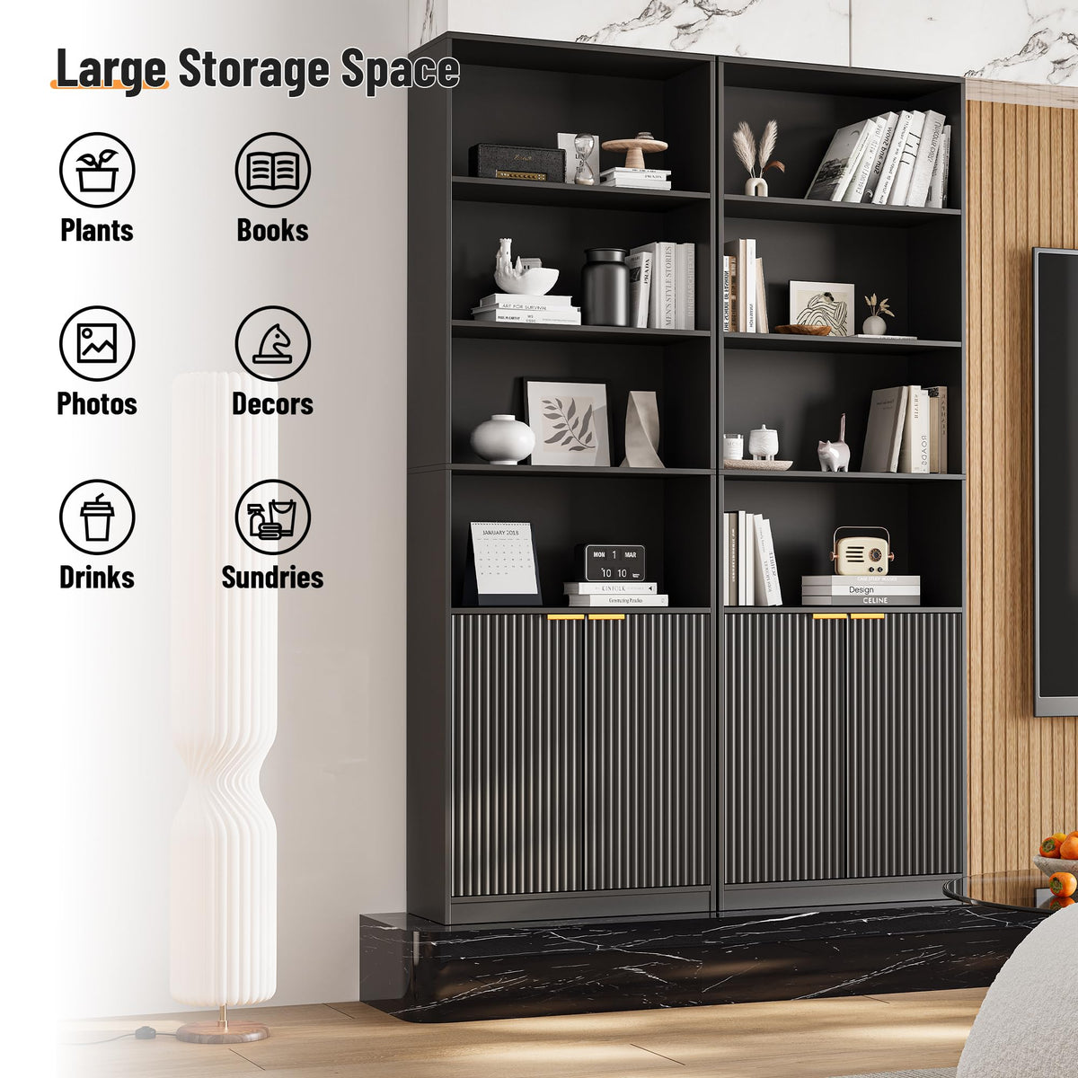 69" Tall 6 Shelf Bookcase with Doors R36542