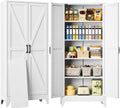 75" Tall White Metal Pantry Cabinet with 2 Doors and 5 Shelves Y499394